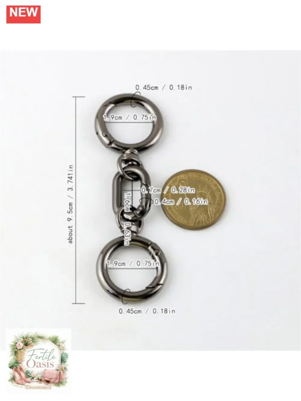 Zinc Alloy Chain Strap Extender for Handbags Purse Replacement - 4 Keychains 2